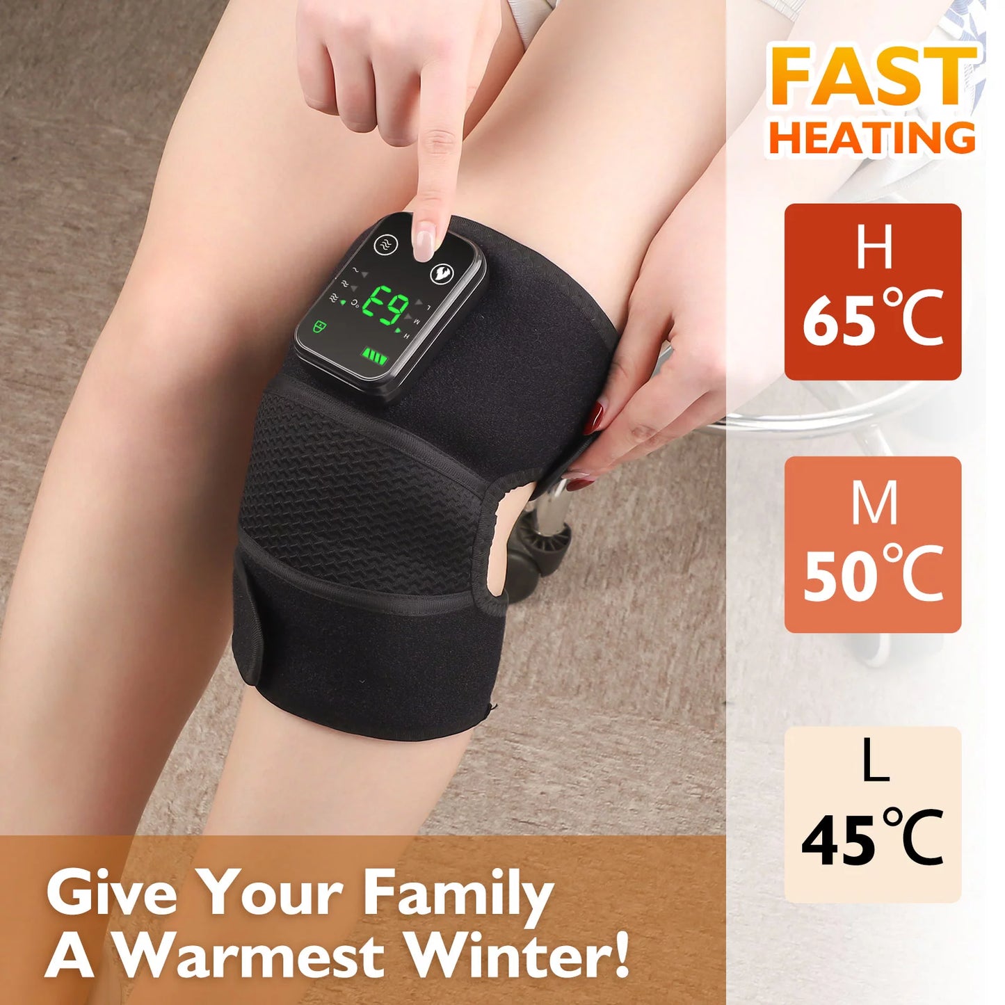3 In1 Knee Shoulder Elbow Support Brace,Heated Knee Massager,Vibration Heating Pads for Relaxing Knee Shoulder Elbow,Cordless Massage Machine for Men Women